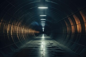 A picture of a dark tunnel with a visible light at the end. This image can be used to represent hope, overcoming obstacles, or finding a way out of a difficult situation.