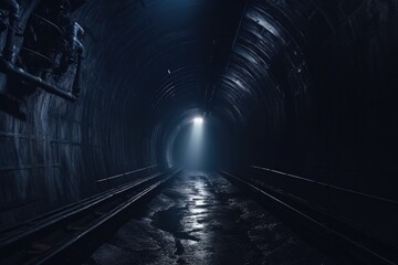 A picture of a dark tunnel with a visible light at the end. This image can be used to depict hope, finding a way out, or overcoming challenges.