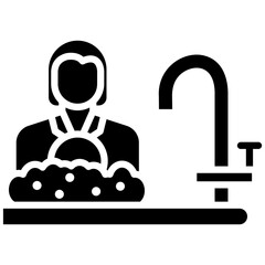 Woman Washing Dishes Icon