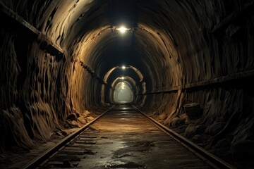 A picture of a dark tunnel with a visible light at the end. This image can be used to represent hope, progress, or overcoming obstacles.
