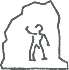 Prehistoric cave painting icon grunge style vector