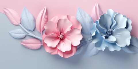 Beautiful abstract pink blue pastel glossy metallic floral design background. beautiful Generative AI AIG32