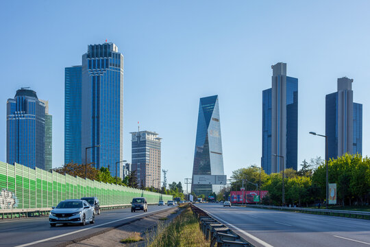 Istanbul, Maslak - Turkey - 05.13.2023: City View and Skyscraper, Spring 2023