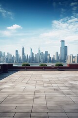 Obraz premium Empty rooftop with spectacular city views AI generated illustration