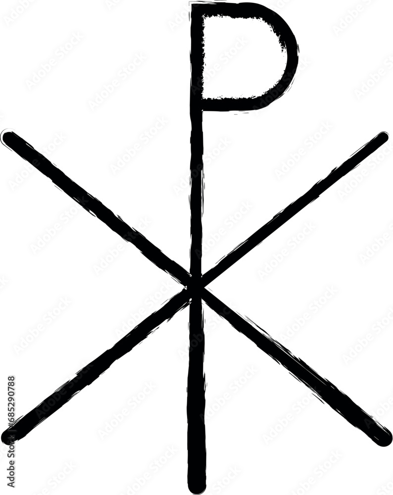 Poster chi rho outline icon grunge style vector