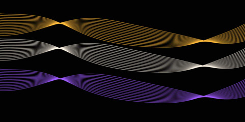 Abstract Black background with a glowing abstract waves. Abstract wave element for design. Digital frequency track equalizer, Futuristic background design. Long exposure, Light painting photography.