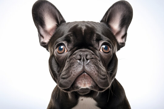 French Bulldog close-up portrait. Adorable canine studio photography