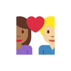 Fototapeta premium Couple with Heart: Woman, Man, Medium-Dark Skin Tone, Medium-Light Skin Tone 
