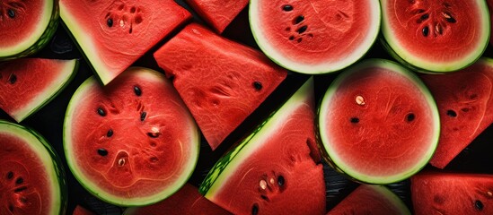 Ripe watermelon close up photo copy space image