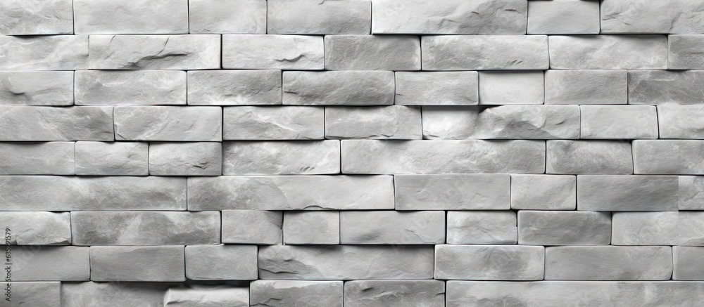 Leinwandbilder Minimalist grayscale stone brick wall with seamless abstract design creating a beautiful textured backdrop with ample workspace copy space image