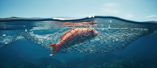 Overfishing threatens fish in the sea copy space image - obrazy, fototapety, plakaty