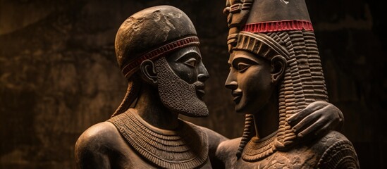 Mesopotamian sculpture from the ancient empires of Babylonia and Assyria copy space image - obrazy, fototapety, plakaty