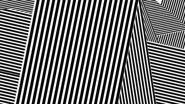 Abstract background with black stripes.Seamless loop video.Black pattern.