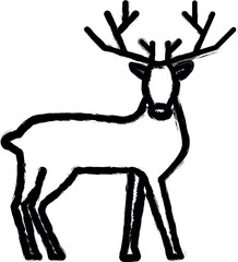 Russian, culture, doe, deer icon grunge style vector