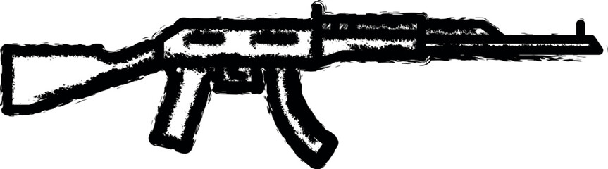 Russian, culture, Kalashnikov icon grunge style vector