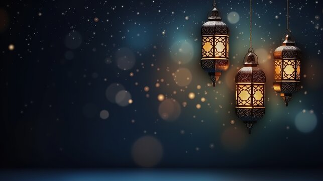 Ramadan Kareem Greeting Background Islamic illustration design.Vintage street lamp illustration, lantern lamp background