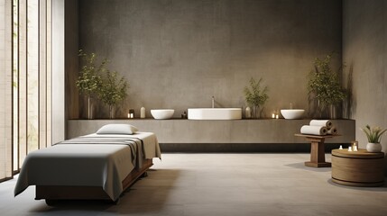 Luxury spa area with empty massage tables for spa product mockup  AI generated illustration