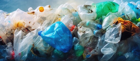 Recycling plastic waste at centers for sustainability and resource recovery copy space image