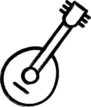 black line art mandolin instrument clip art preview