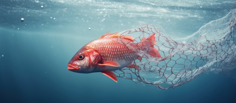 Overfishing threatens fish in the sea copy space image