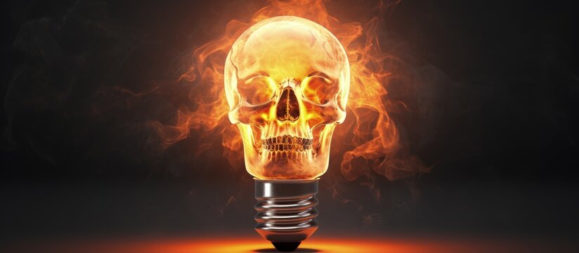 Manipulated artwork of a skull with a lightbulb copy space image