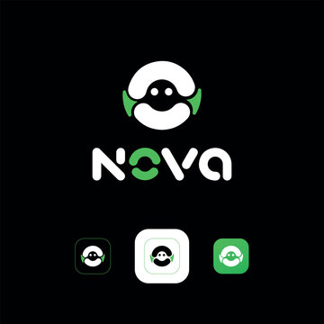 Image vectorielle circulaire d'intelligence artificielle.Logo template Nova. Symbole et icône sans fin, illustration vectorielle dans un style moderne et épuré facile à modifier
