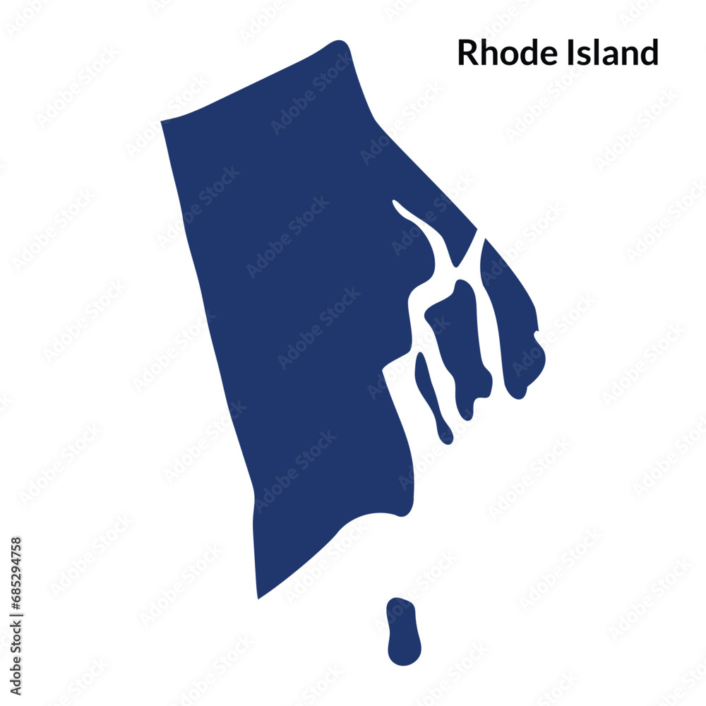 Wall mural map of rhode island. usa map