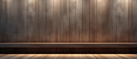 Modern wood and concrete wall design with vertical concrete element Background with room for text copy space image