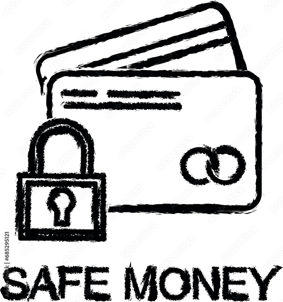 Wall mural safe money outline icon grunge style vector