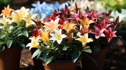 A collection of vibrant lily flowers that add color to the environment.