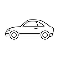 Car icon. Black contour linear silhouette. Editable strokes. Side view. Vector simple flat graphic illustration. Isolated object on a white background. Isolate.