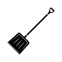 Snow shovel icon. Snow removal. Black silhouette. Front view. Vector simple flat graphic illustration. Isolated object on a white background. Isolate.