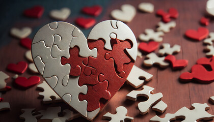Heart-shaped puzzle for Valentine's Day