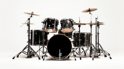 Fototapeta na wymiar Drum set on white background, AI generated Image
