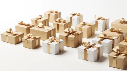 Gift boxes on a white background, AI generated Image