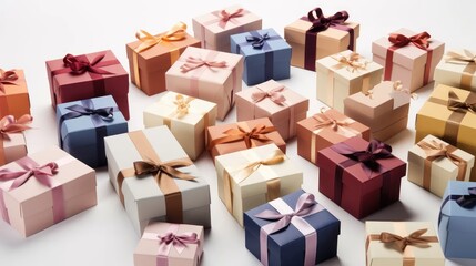 Gift boxes on a white background, AI generated Image