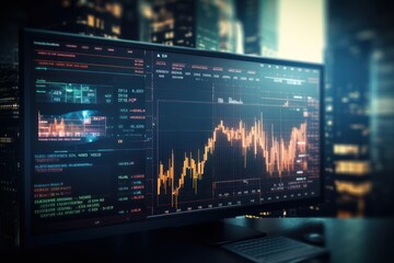 A computer screen stock market data 