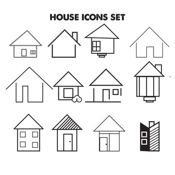 Set of thin line icons of homes and real estate. Outline symbol collection. Editable vector stroke. 256x256 Pixel Perfect scalable