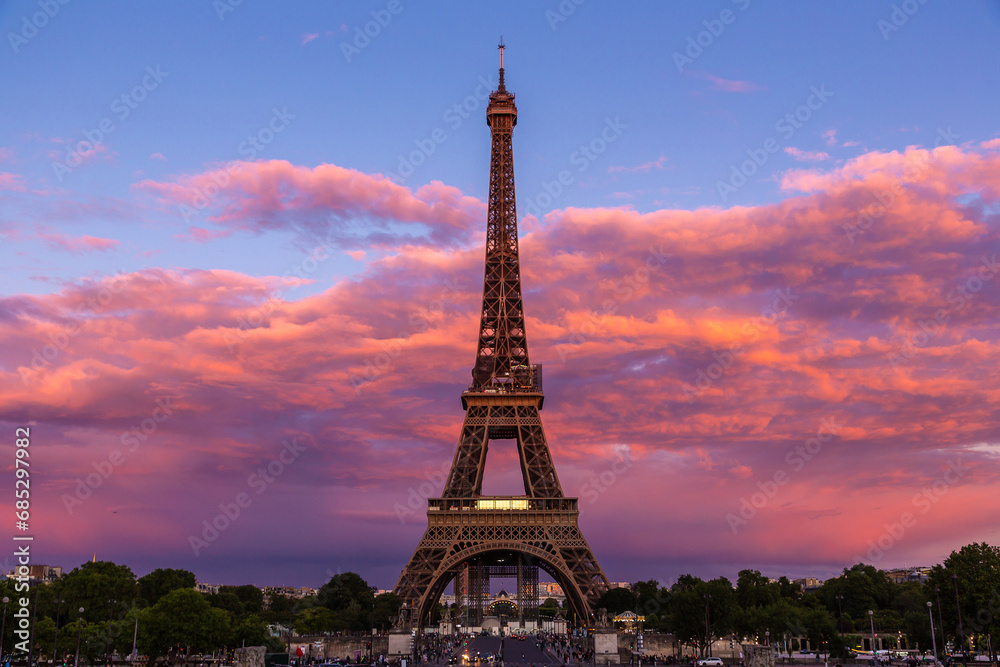 Canvas Prints eiffel tower in paris during sunset, france