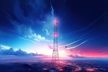 communication tower or 3G 4G 5G network  - obrazy, fototapety, plakaty