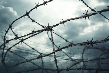 A barbed wire in prison. Barbed wire