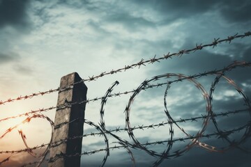 A barbed wire in prison. Barbed wire