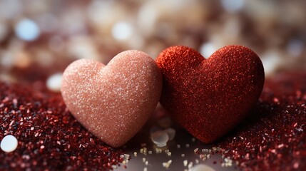 Fototapeta premium Shining and Glittering valentine heart _Sprinkled Sand AI 
