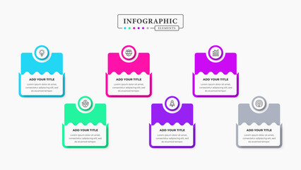 Vector infographic presentation template with six steps or options