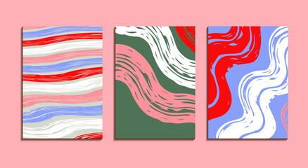 set of red, blue and white brushes stripes vector template 