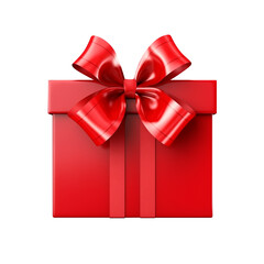 red gift box tied with a ribbon bow isolated on a transparent background, png