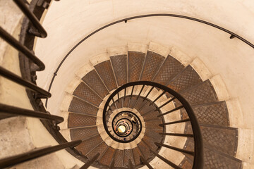 Fototapeta premium Interior and spiral staircase of Triumphal Arch (Paris Arc de Triomphe) in Paris, France