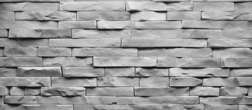 Poster Minimalist grayscale stone brick wall with seamless abstract design creating a beautiful textured backdrop with ample workspace copy space image