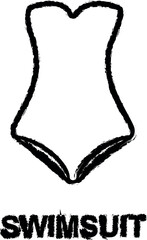 one-piece swimsuit icon grunge style vector