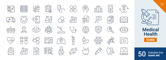 Medical icons Pixel perfect. Laboratory, research, hopital, ....